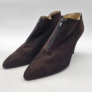 Left & Right Shoes Womens Size 10 Brown Suede Ankle Booties Zip Spain Heels